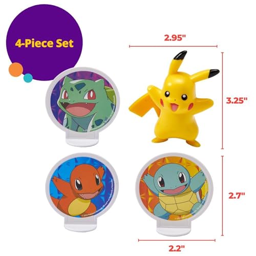 DecoSet® Pokemon Light Up Pikachu Cake Topper, 4 - Piece Decoration Set, Birthday Decorations For All Size and Shape Cakes