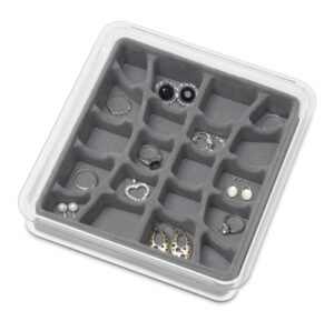 whitmor stackable jewelry tray 20-section gray