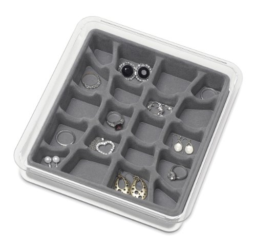 Whitmor Stackable Jewelry Tray 20-Section Gray