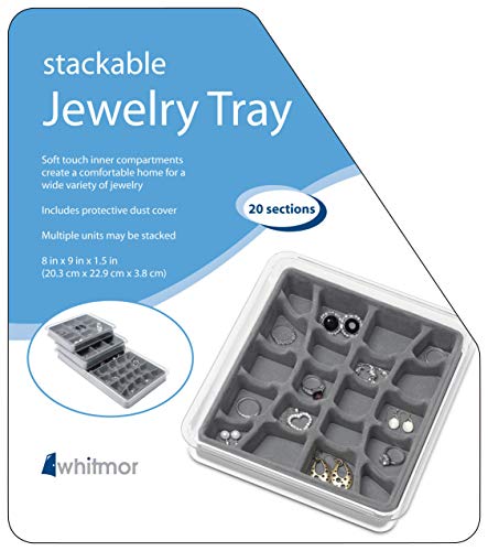 Whitmor Stackable Jewelry Tray 20-Section Gray