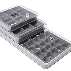 Whitmor Stackable Jewelry Tray 20-Section Gray