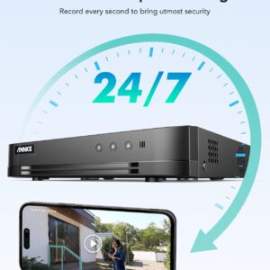 ANNKE 16-Channel HD-TVI 1080P Lite Security Video DVR, H.265+ Video Compression for Bandwidth Efficiency, HDMI and VGA Outputs Both Support Up to 1080P, Remote Access, Email Alarm, NO HDD