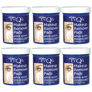 andrea eye q's ultra quick eye makeup remover pads, 65-count (pack of 6)
