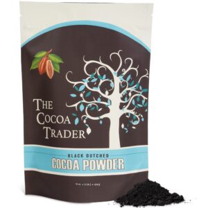 the cocoa trader - black cocoa powder for baking (1lb) - darkest dutch processed , unsweetened chocolate flavor | natural substitute for black food coloring, bulk | sugar free, extra dark