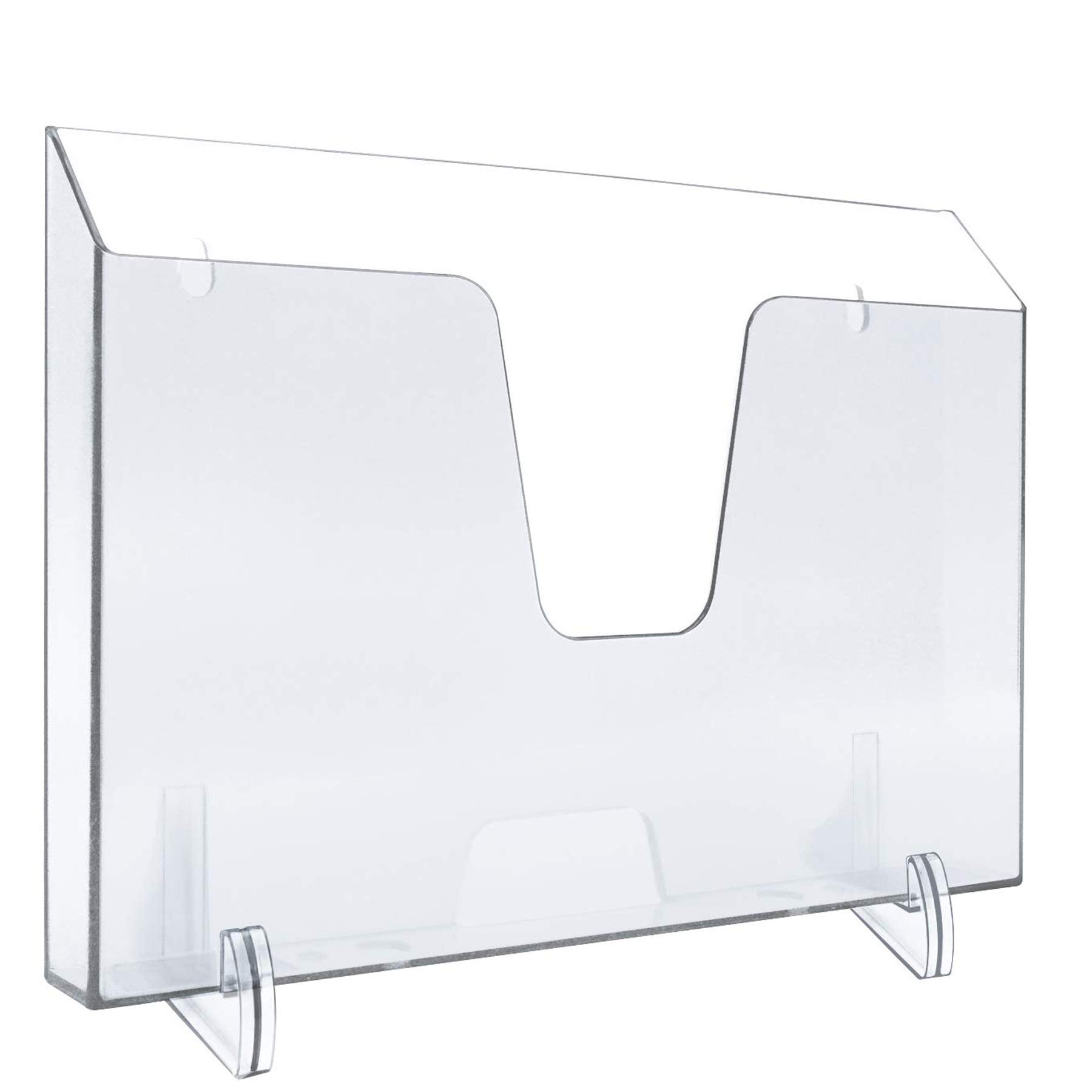 Acrimet Pocket File Holder Horizontal Design Brochure Display (for Wall Mount or Countertop Use) (Removable Supports Included) (Letter Size) (Clear Crystal Color)