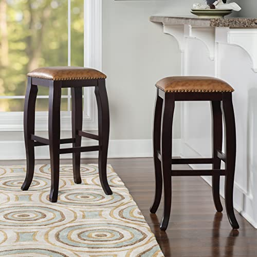 Linon San Francisco Square Top Bar Stool, Caramel