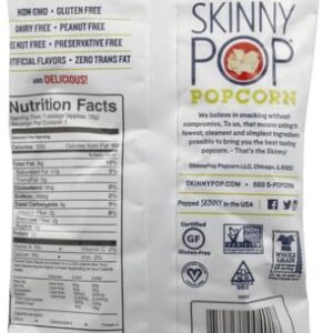 SkinnyPop Original Popcorn, Individual Snack Size Bags, Skinny Pop, Healthy Popcorn Snacks, Gluten Free, 0.65 Ounce (Pack of 30)