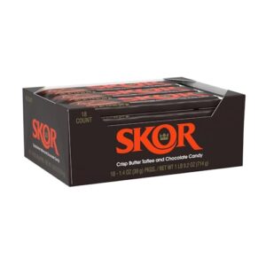 skor crisp butter toffee and chocolate candy bars, 1.4 oz (18 count)