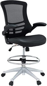 modway attainment vinyl drafting chair - drafting stool with flip-up arm in black
