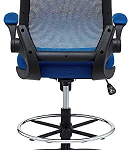 Modway Veer Drafting Chair - Reception Desk Chair - Flip-Up Arm Drafting Chair in Blue