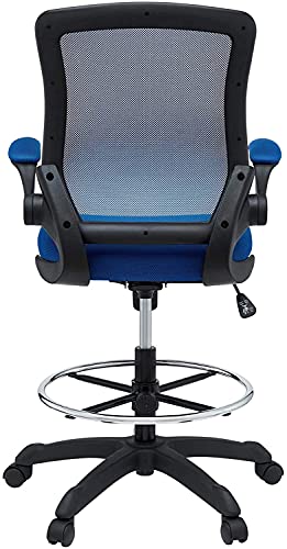 Modway Veer Drafting Chair - Reception Desk Chair - Flip-Up Arm Drafting Chair in Blue