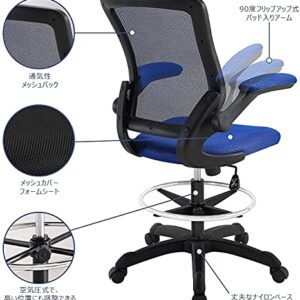 Modway Veer Drafting Chair - Reception Desk Chair - Flip-Up Arm Drafting Chair in Blue