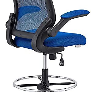 Modway Veer Drafting Chair - Reception Desk Chair - Flip-Up Arm Drafting Chair in Blue