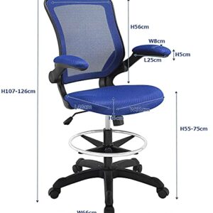 Modway Veer Drafting Chair - Reception Desk Chair - Flip-Up Arm Drafting Chair in Blue