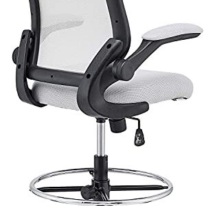 Modway MO-EEI-1423-GRY Veer-Reception Desk Flip-Up Arm Drafting Chair, 22.5"L x 25.5"W x 41.5-50"H, Gray