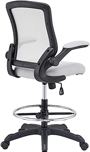 Modway MO-EEI-1423-GRY Veer-Reception Desk Flip-Up Arm Drafting Chair, 22.5"L x 25.5"W x 41.5-50"H, Gray