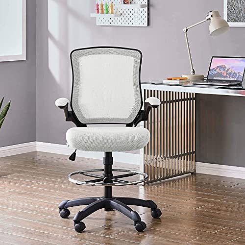 Modway MO-EEI-1423-GRY Veer-Reception Desk Flip-Up Arm Drafting Chair, 22.5"L x 25.5"W x 41.5-50"H, Gray