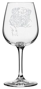 bulldog dog themed etched all purpose 12.75oz wine glass