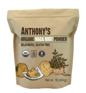 anthony's organic maca root powder, 1 lb, gelatinized for enhanced bioavailability, gluten free & non gmo (pack of 1)