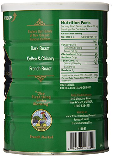 French Market Coffee & Chicory Decaffeinated Medium-Dark Roast Ground Coffee, 12oz Can (Pack of 1)