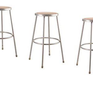 National Public Seating 6230-CN Steel Stool with 30" Hardboard Seat, Grey (Pack of 3)