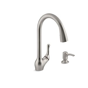 KOHLER R776-SD-VS Barossa Kitchen Faucet with Soap/Lotion Dispenser, Vibrant Stainless