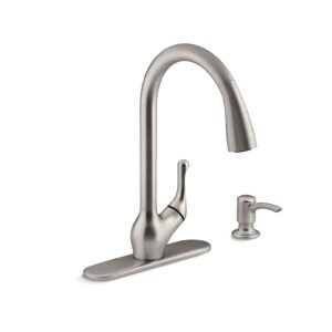 KOHLER R776-SD-VS Barossa Kitchen Faucet with Soap/Lotion Dispenser, Vibrant Stainless