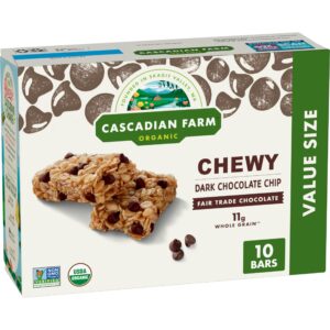 cascadian farm organic chocolate chip granola bars, 10 ct, 12.3 oz