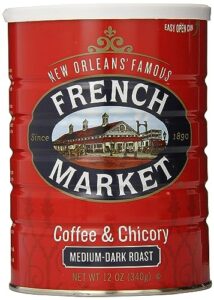 french market coffee & chicory medium-dark roast ground coffee, 12oz can (pack of 1)