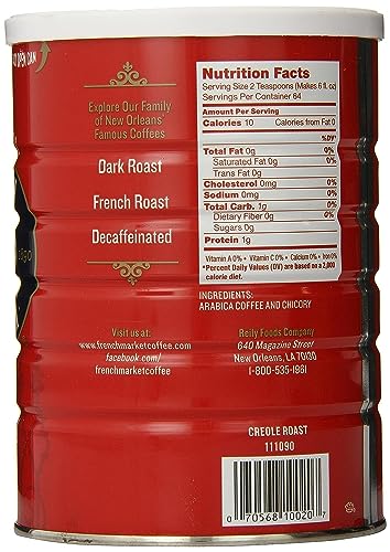 French Market Coffee & Chicory Medium-Dark Roast Ground Coffee, 12oz Can (Pack of 1)