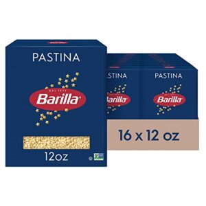 barilla pastina pasta, 12 oz. box (pack of 16) - non-gmo pasta made with durum wheat semolina - kosher certified pasta