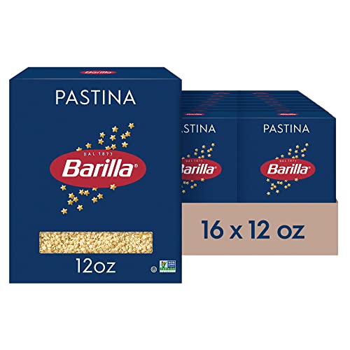 Barilla Pastina Pasta, 12 oz. Box (Pack of 16) - Non-GMO Pasta Made with Durum Wheat Semolina - Kosher Certified Pasta