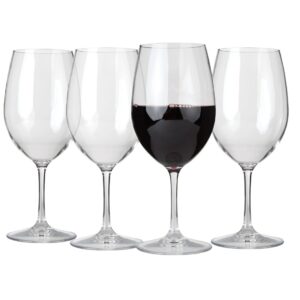 lily's home unbreakable cabernet and merlot bordeaux red wine glasses, made of shatterproof tritan plastic, for indoor and outdoor use, reusable and dishwasher-safe, crystal clear 20 oz.