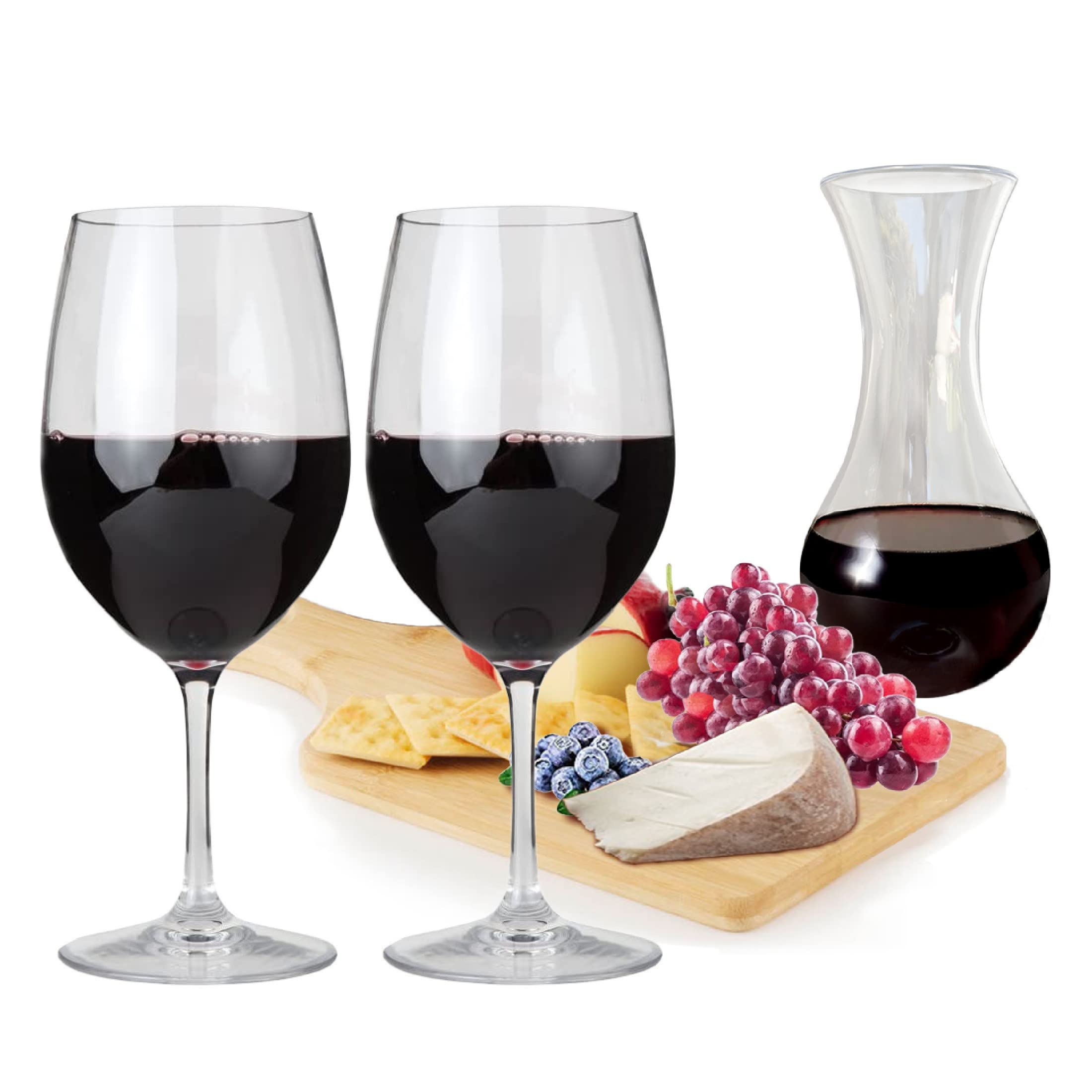 Lily's Home Unbreakable Cabernet and Merlot Bordeaux Red Wine Glasses, Made of Shatterproof Tritan Plastic, For Indoor and Outdoor Use, Reusable and Dishwasher-Safe, Crystal Clear 20 oz.