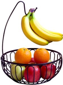 deco brothers fruit bowl with banana holder, bronze