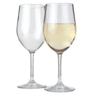 lily's home unbreakable chardonnay white wine glasses, made of shatterproof tritan plastic, for indoor and outdoor use, reusable and dishwasher-safe, crystal clear. 12 oz. each, set of 2