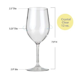 Lily's Home Unbreakable Chardonnay White Wine Glasses, Made of Shatterproof Tritan Plastic, For Indoor and Outdoor Use, Reusable and Dishwasher-Safe, Crystal Clear. 12 oz. Each, Set of 2