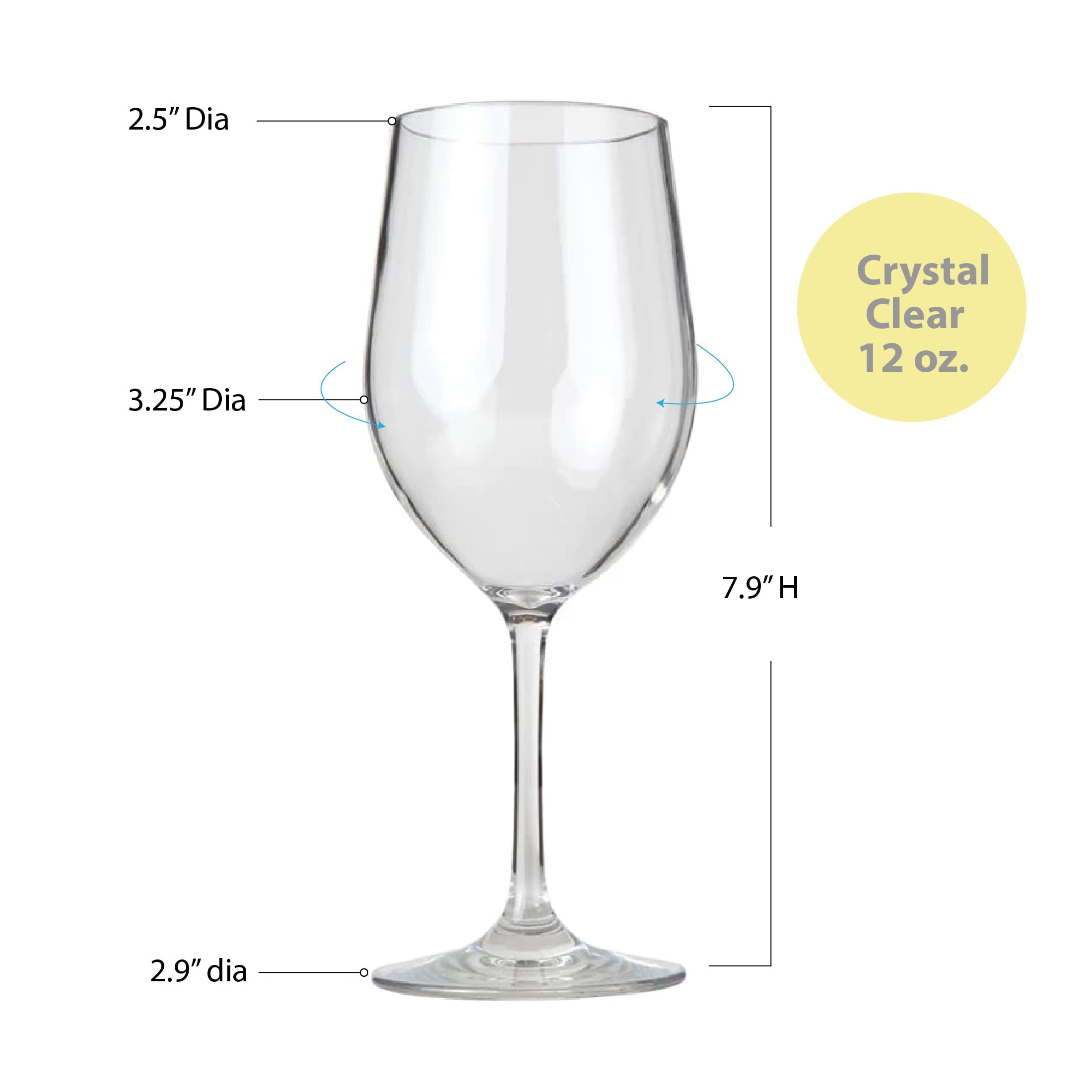 Lily's Home Unbreakable Chardonnay White Wine Glasses, Made of Shatterproof Tritan Plastic, For Indoor and Outdoor Use, Reusable and Dishwasher-Safe, Crystal Clear. 12 oz. Each, Set of 2