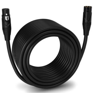 lyxpro 100 feet xlr microphone cable balanced male to female 3 pin mic cord for powered speakers audio interface professional pro audio performance and recording devices - black