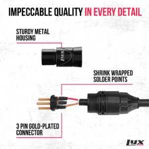 LyxPro Quad Series 100 ft XLR 4-Conductor Star Quad Balanced Microphone Cable for High End Quality and Sound Clarity, Extreme Low Noise, Black