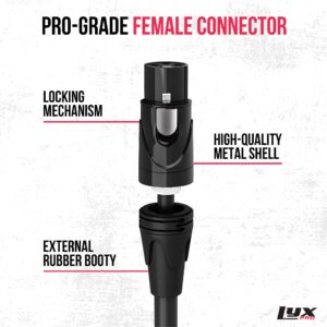 LyxPro Quad Series 100 ft XLR 4-Conductor Star Quad Balanced Microphone Cable for High End Quality and Sound Clarity, Extreme Low Noise, Black