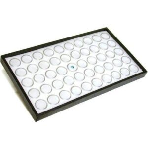 50 white foam gem with stackable tray for gemstones, watch parts, jewelry findings storage organizer. free jewelry polishing cloth