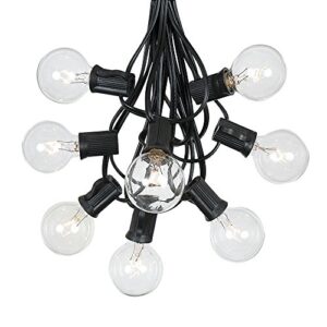 g40 patio string lights with 25 clear globe bulbs - hanging garden string lights - vintage backyard patio lights - outdoor string lights - market cafe string lights - black wire - 25 foot
