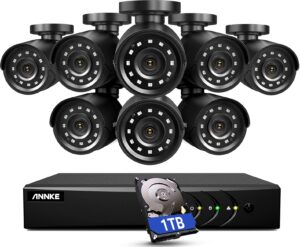 annke 3k lite security camera system outdoor with ai human/vehicle detection, 8ch h.265+ dvr and 8 x 1920tvl 2mp ip66 home cctv cameras, smart playback, email alert with images, 1tb hard drive - e200