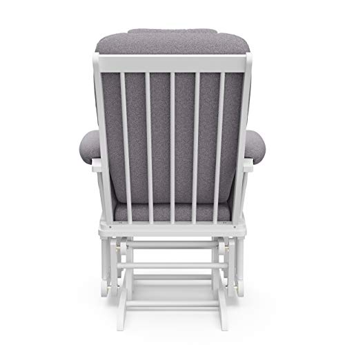Storkcraft Tuscany Custom Glider and Ottoman with Free Lumbar Pillow (White/Slate Gray Swirl) - Cleanable Upholstered Comfort Rocking Nursery Chair with Ottoman