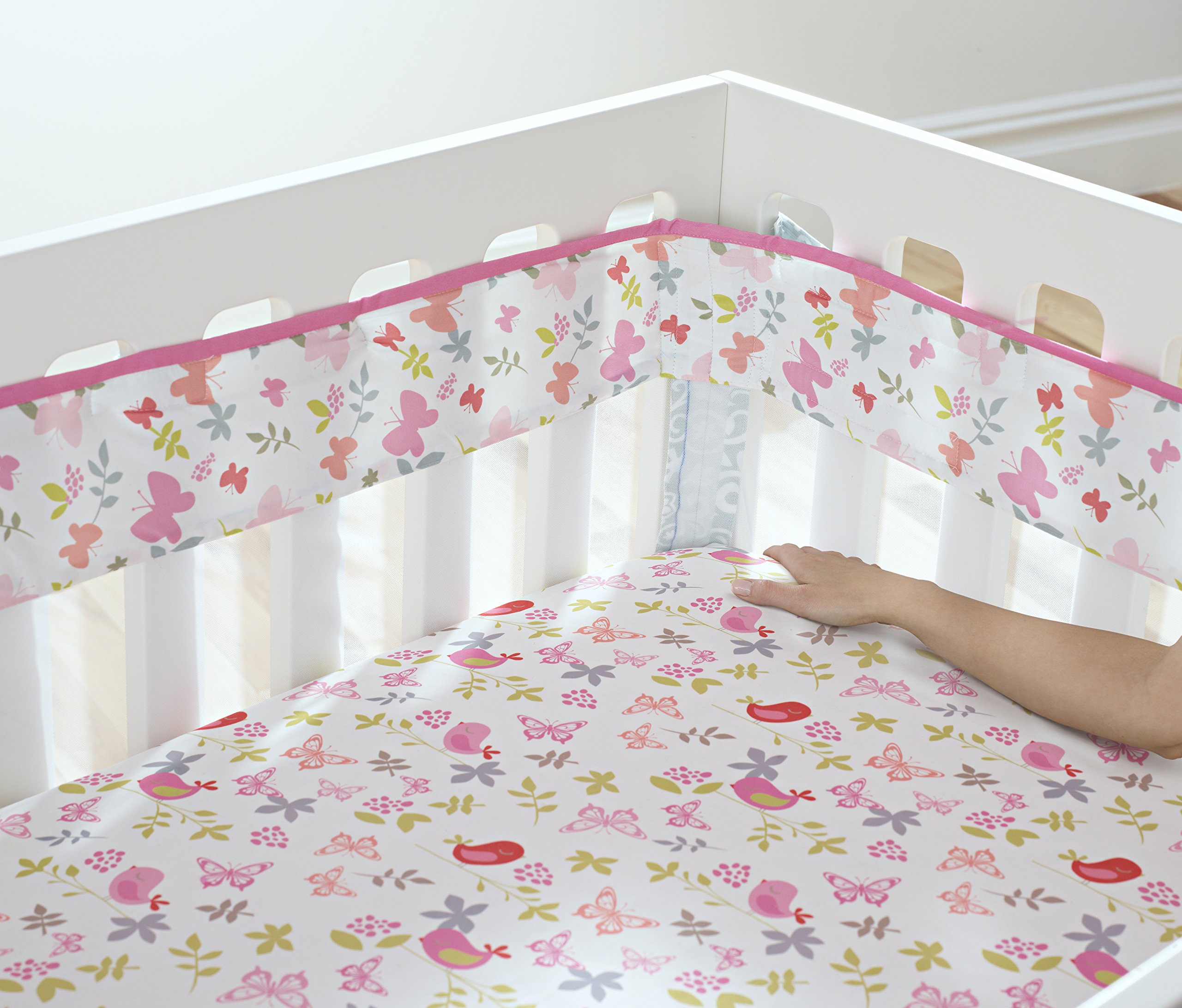 Just Born Botanica Fresh Air Crib Liner, Pink/Floral