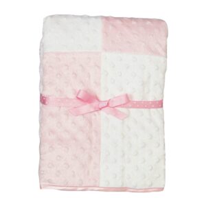 spasilk raised dot blanket, baby blanket with satin trim, minky baby blanket, pink