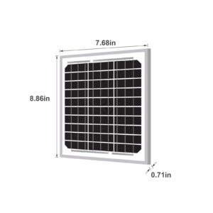 Newpowa 5W(Watts) 12V(Volts) 5W Monocrystalline Solar Panel Battery Maintainer High-Efficiency PV Module Power for Battery Charging of Boat RV Gate Opener Fences