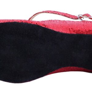Honeystore Women's Soft Ground Mary Jane Glitter Dance Shoes Red 8 B(M) US