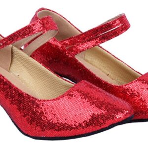 Honeystore Women's Soft Ground Mary Jane Glitter Dance Shoes Red 8 B(M) US